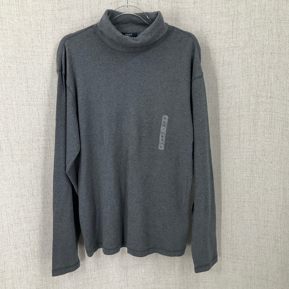 Gap Turtleneck Top Women XL Grey Classic Minimalist Cotton Fitted Layer Preppy